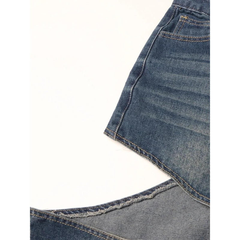 high-waist patchwork wide-leg jeans, view 9 - MRSLM