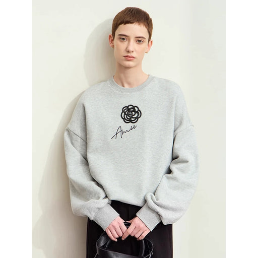 cotton hoodie with rose embroidery, view 4 - MRSLM