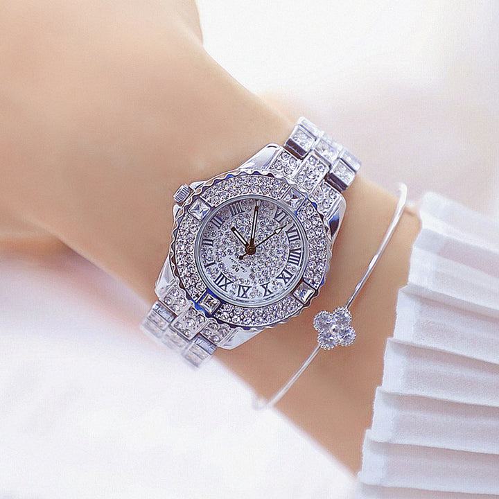 Reloj De Pulsera Para Mujer Oro Lujo De Cristal Relojes Con Diamantes Relojes