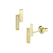 geometric square zircon ear studs, view 5 - MRSLM