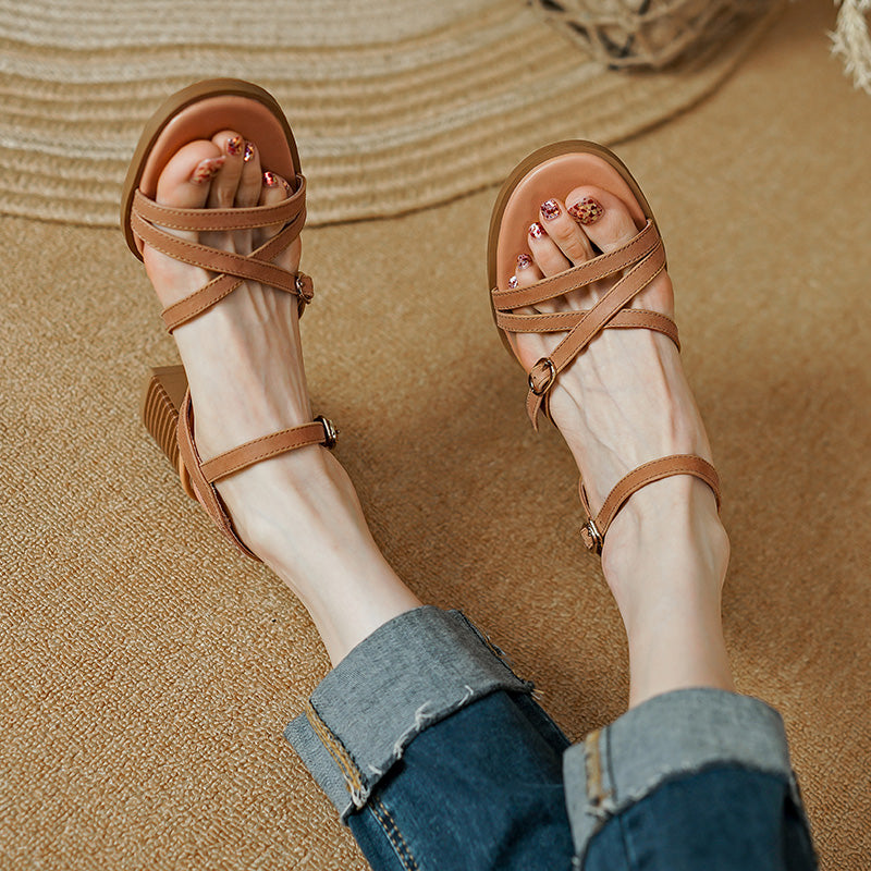 ankle strap leather sandals, view 8 - MRSLM
