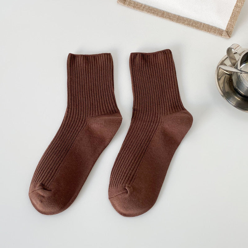 Retro solid color cotton socks, view 2 - MRSLM