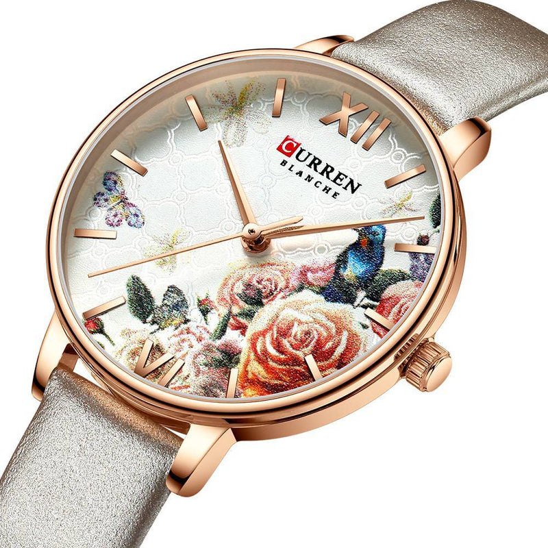 Women's quartz watch with leather strap, view 3 - MRSLM