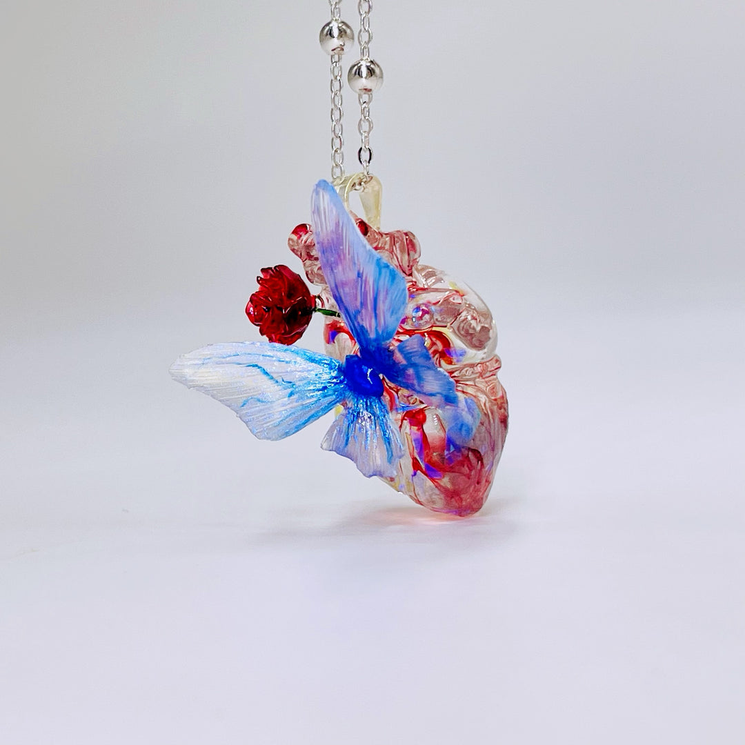 Butterfly Heart Necklace Women's Sterling Silver Light Luxury