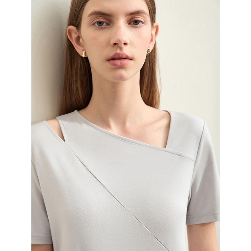 asymmetric v-neck casual tee, view 8 - MRSLM