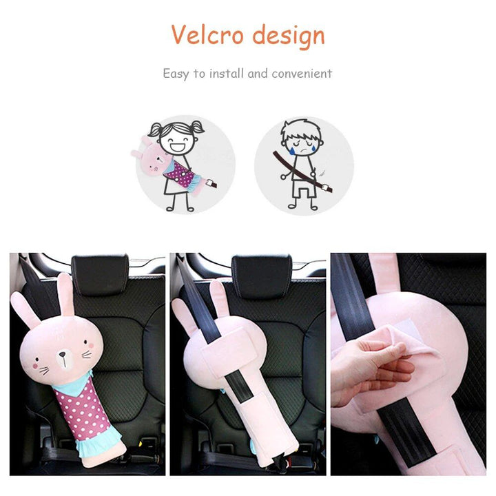 Adjustable Cute Animal Car Seat Strap Cover & Pillow for Kids