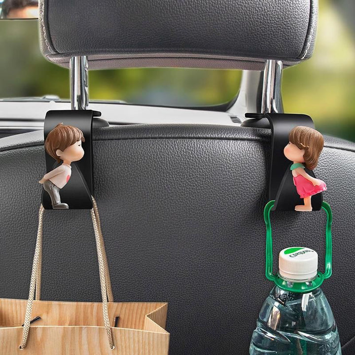 Cute Cartoon Car Seat Back Hooks - 2Pcs, Universal Rear Seat Hanger for Storage
