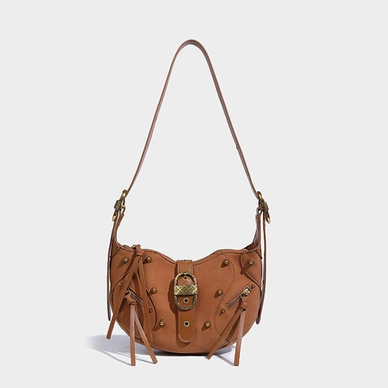 Mochila transversal de couro de luxo rosa punk