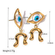 devil's eye asymmetrical earrings, view 2 - MRSLM