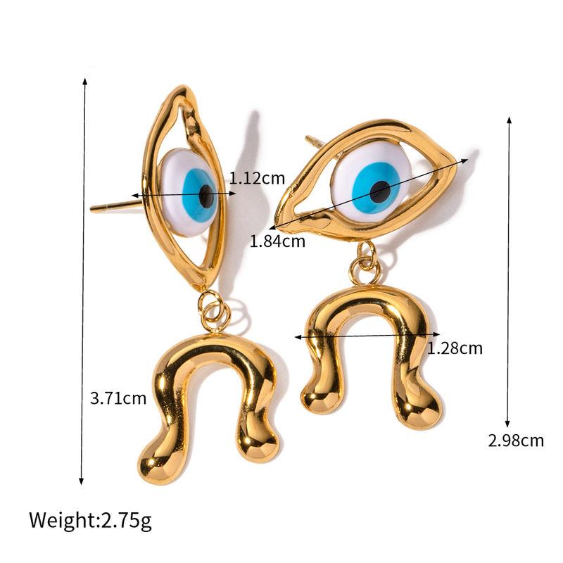 devil's eye asymmetrical earrings, view 2 - MRSLM