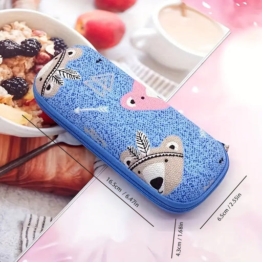 cartoon-themed zippered eyeglass case for kids, view 3 - MRSLM