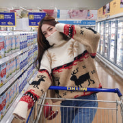Women's oversized Christmas turtleneck sweater, view 6 - MRSLM