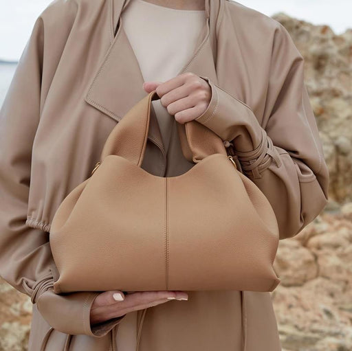 ruched pleated PU leather tote bag - MRSLM