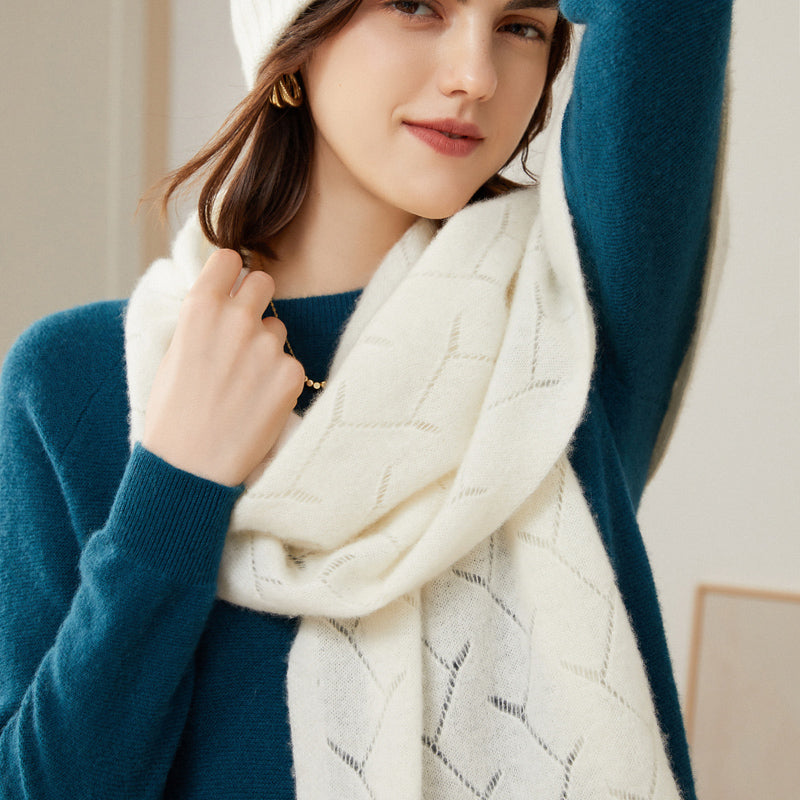100% goat cashmere knitted scarf, view 6 - MRSLM
