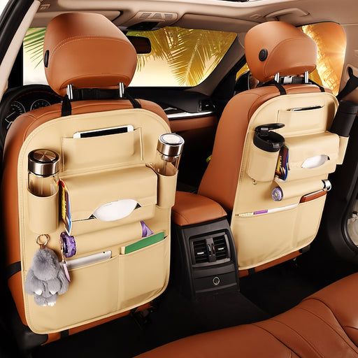 PU leather car back seat organizer, view 4 - MRSLM