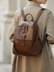elegant genuine leather women's backpack, view 4 - MRSLM
