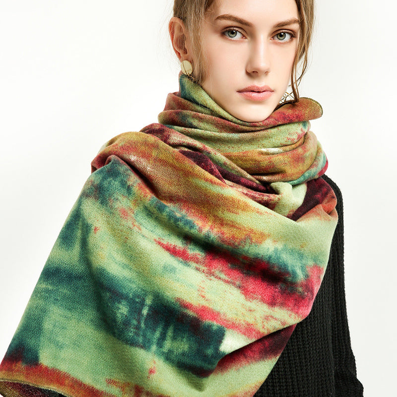 Graffiti print tassel scarf, view 3 - MRSLM
