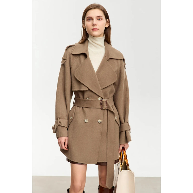 Eleganter, mittellanger Wollmantel für den Herbst für Damen