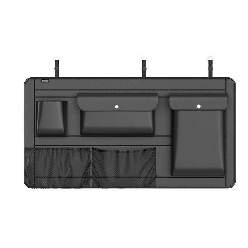 High-Capacity Leather Car Storage Organizer for Backseat & Trunk - Black