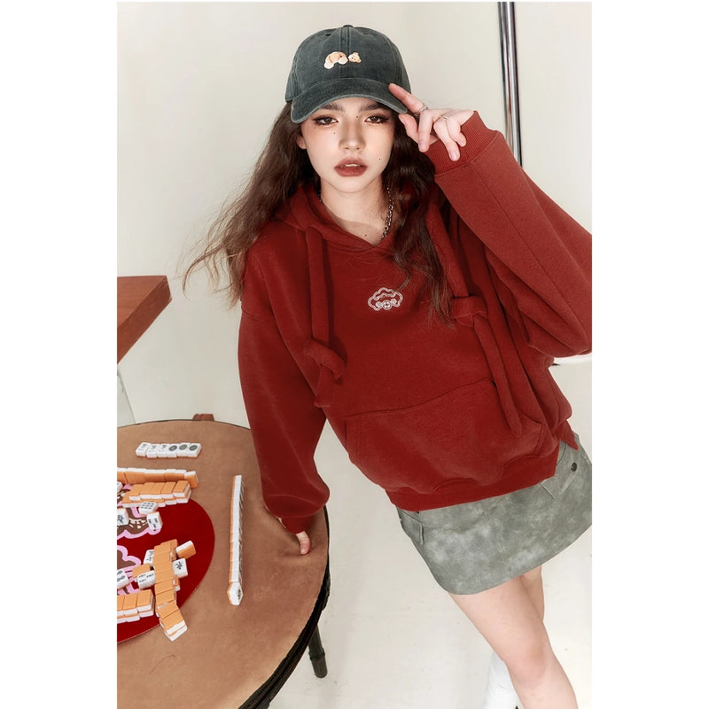 Plus size geometric hooded fleece hoodie, view 5 - MRSLM