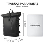 expandable roll-top laptop backpack, view 8 - MRSLM