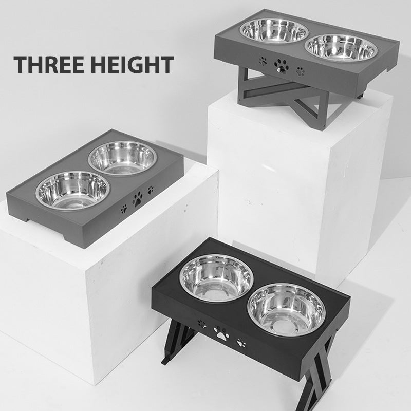 adjustable height double pet bowls with stand, view 6 - MRSLM