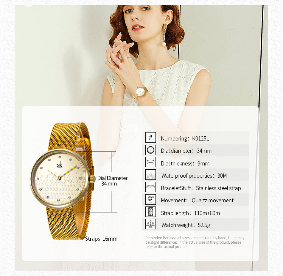 Women's Creative Honeycomb Watch Gold Silver