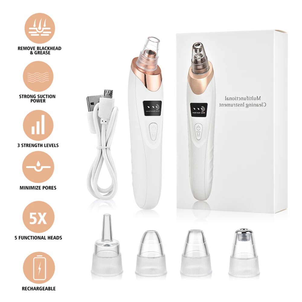 Multi-Functional Electric Blackhead Remover Vacuum with Customizable Suction & Interchangeable Heads