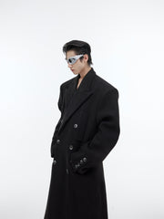deconstructed wool-look long coat, view 2 - MRSLM