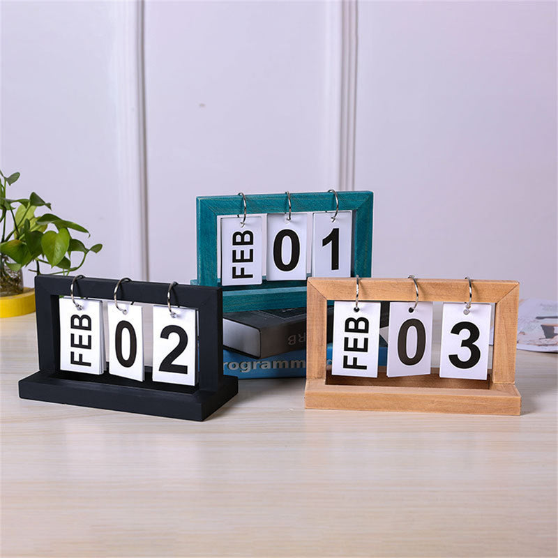 timeless wooden flip calendar, view 5 - MRSLM