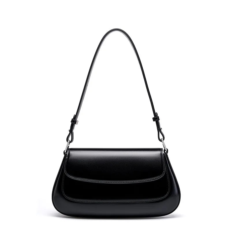 Bolsa de ombro vintage de luxo em couro genuíno para mulheres – Bolsa de couro bovino de alta qualidade