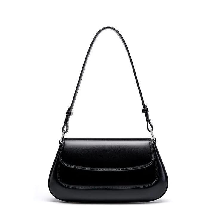 Bolsa de ombro vintage de luxo em couro genuíno para mulheres – Bolsa de couro bovino de alta qualidade