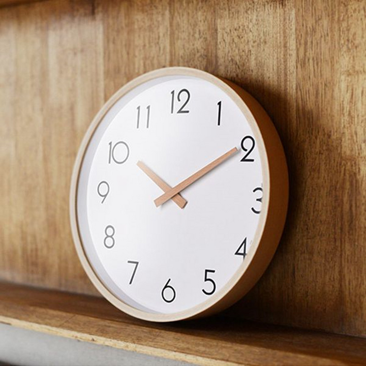 TXL 14 Inch Glass Wooden Wall Clocks Silent Quartz Non Ticking Wall Clocks Living Room Office Wooden Hand Simple Concise Home Decor