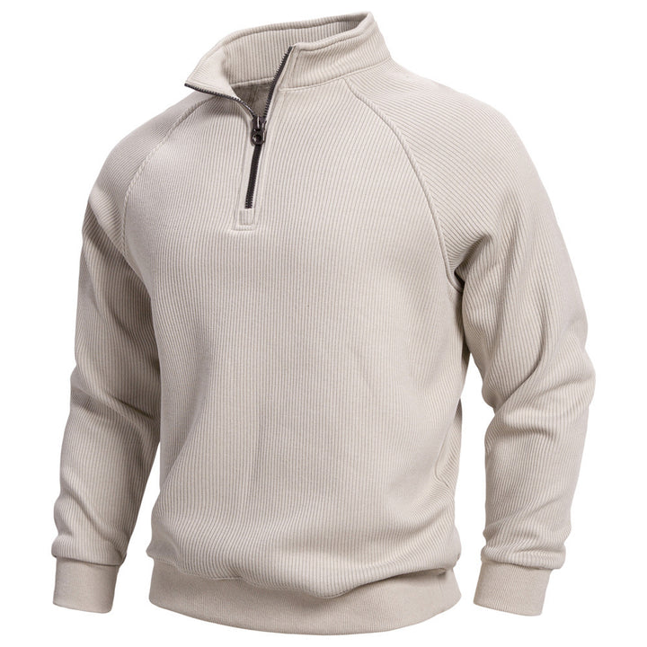 European And American Half Zipper Sweater Stand-up Collar All-match Fleece Men's Sweater Top