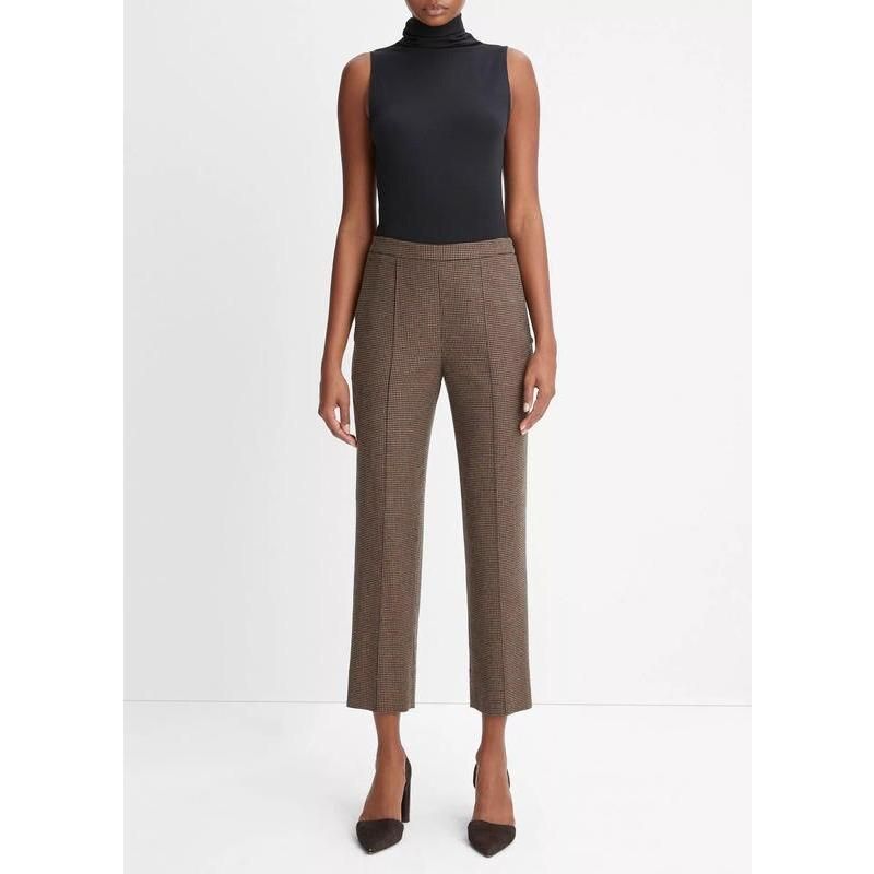 Elegante Hahnentritt-Hose mit hohem Bund für Damen