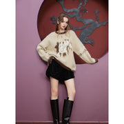 women's floral knit sweater, view 7 - MRSLM