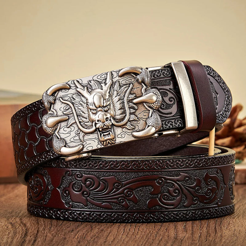 Dragon automatic buckle leather belt, view 3 - MRSLM