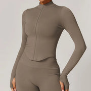 women's quick dry crop top zipper jacket, view 10 - MRSLM
