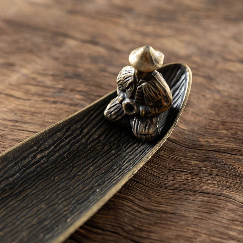 bodhi leaf incense stick holder, view 5 - MRSLM