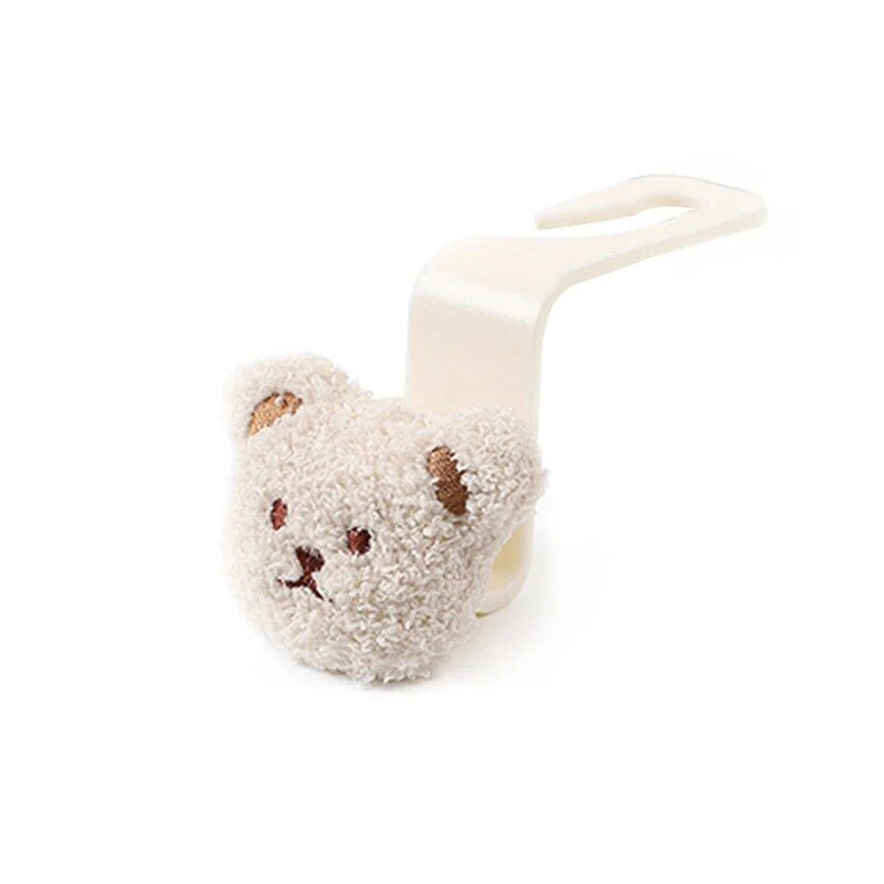 Cute Plush Bear Car Seat Back Hook with Decorative Pendant