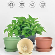 Round indoor plant pot with tray, view 8 - MRSLM