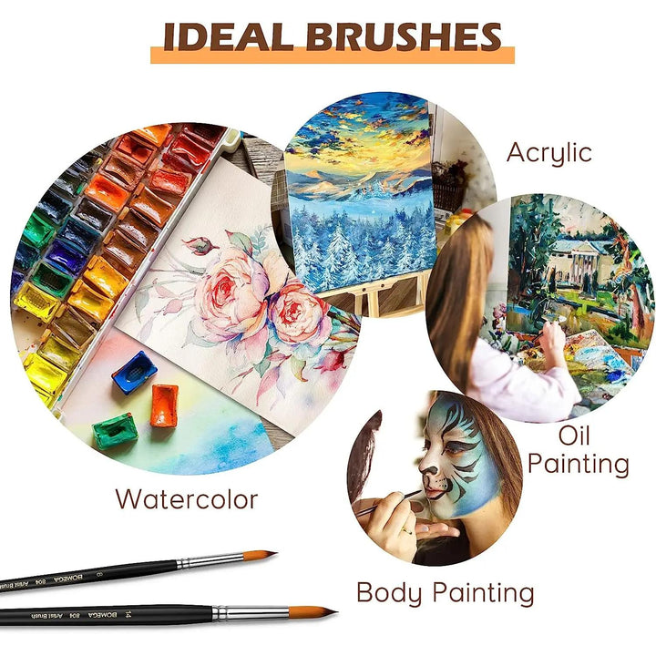 Professionelle Aquarellpinsel – 9-teiliges Rundpinselset für Aquarell-, Acryl- und Ölmalerei