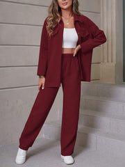 women's lapel cardigan casual suit set, view 2 - MRSLM