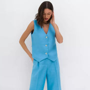 Cotton-linen vest and pants set, view 3 - MRSLM