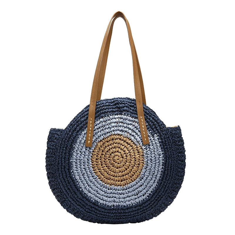 woven straw beach tote, view 2 - MRSLM