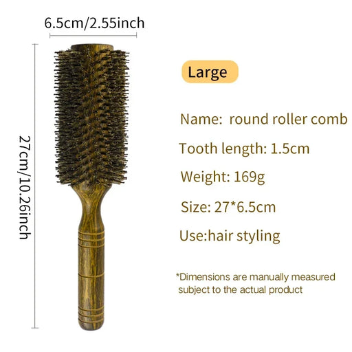 boar bristle round hair brush, view 3 - MRSLM