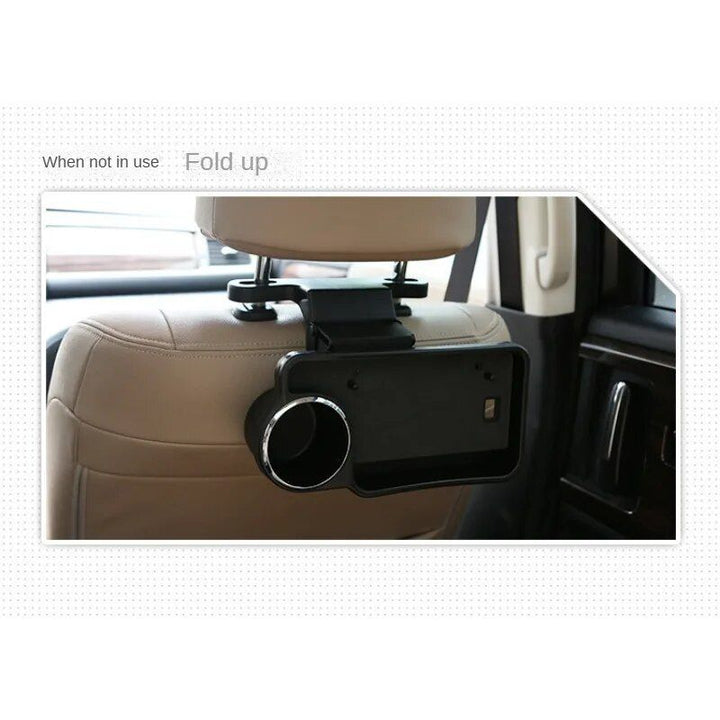 Foldable Car Storage Tray with Dual-Seat Cup & Phone Holder