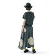 summer polka dot grey knit skirt, view 3 - MRSLM