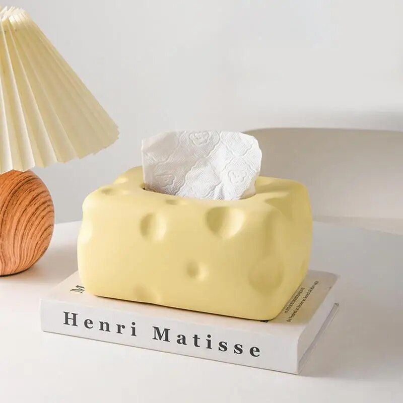 Cheese-Themed Ceramic Tissue Box - Cute and Practical Home Accessory