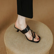 Leather high heel open toe sandals, view 5 - MRSLM